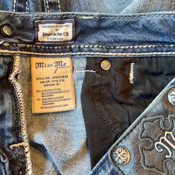 Miss Me Jeans Size 28 Cross Embroidered Rhinestones Boot Cut - Picture 5 of 9